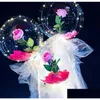 Party Decoration Led Rose Bobo Ball Light Luminous Balloon Bouquet Transparent Bubble For Valentines Day Gift Wedding By Sea Drop De Dhfkw
