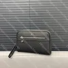 Herren-Clutch-Tasche, Designer-Geldbörse, hochwertiges Rindsleder, Reißverschluss, Kartenhalter, klassische Herren-Geldklammer, schwarz, mit Box, Weihnachtsgeschenk