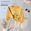 Clothing Sets 0-4-year-old spring and autumn baby cartoon bear long sleeve suit boys' striped sweater pants two-piece casual simple sportswear 231019