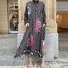 Casual Dresses Female Boho High Street Long Fashion Retro Tiger Sun Stars Print Maxi Dress Robe Women Stand Collar Party Party Party