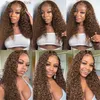 Perucas sintéticas Chocolate Brown Water Wave Lace Front Wigs Cabelo Humano 360 13x4 Deep Wave Frontal Wigs 4 # Colorido Curly Lace Front Wigs para mulheres Q231019