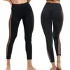 Yoga-outfits Brede mesh-legging aan de zijkant Sportbroek Heuplift Hoge taille Dames Fitnessshort Gym met zak