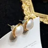 Dangle Earrings Freshwater Pearl White Coin S925 Hook Nature Wholesale For Women Xmas Gift