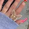 Cluster anneaux femmes mode tendance cristal Big Butterfly doigt pour fiançailles des cadeaux de bijoux d'anneau ajusté en fiançailles