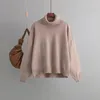 Suéteres femininos HLBCBG outono inverno mulheres de malha gola alta 2023 casual básico pulôver jumper batwing manga longa solta tops