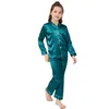 Pajamas Wholesale Pajamas Little Kids Boys Girls Satin Silk Sleepwear Set Button-Down Satin Clothes Long Sleeve Loungewear D53 231019