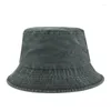 Bérets Solide Coton Lavé Denim Seau Chapeaux Unisexe Bob Pliant Pêcheur Large Bord Casquettes Hip Hop Gorros Hommes Femmes Panama Casquette