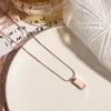 Anhänger Halsketten Luxus Ziegelstein Halskette für Frauen Mädchen Rose Gold Farbe Mode Edelstahl Schmuck (GN373)