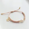 Link pulseiras natural de água doce pérola frisada pulseira para mulheres estilo boêmio cinco pontos estrela artesanal jóias acessórios