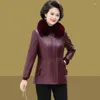 Kadınlar deri orta yaşlı ve yaşlı anne kış ceket kadın moda kısa artı kadife yastıklı ceket kadın gevşek dış giyim h3352