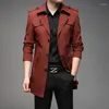 Abrigos de zanjas para hombres 2023 Chaqueta de otoño Moda Inglaterra Estilo Color Sólido Casual Ropa exterior Solo pecho Hombre de negocios Abrigo cortavientos