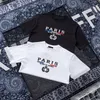 21ss hommes imprimés t-shirts paris lettre broderie vêtements à manches courtes hommes chemise étiquette noir blanc 05205Z