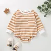 Rompers Toddler Infant Baby Boy Girl Girl Striped Bubble Romper Overdimensionerad långärmad bodysuit Jumpsuits Fall Winter Clothes