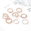 Cluster Rings 11pcs/Lot Crystal Gold Color Ring Set For Engagement Girls Jewelry Midi Finger Women Party Gifts 31064