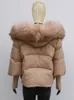 Womens Fur Faux Women Coat White Duck Down Jacka Super Large Real Red Collar Hooded Fashion Outerwear Puffer 231018