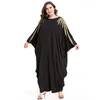 Roupas étnicas Mulheres Beading Vestido Longo Batwing Manga Muçulmano Dubai Abaya Marroquino Kaftan Islâmico Estilo Solto Vestidos Vestido Preto