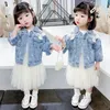 Vestes de printemps pour enfants, vêtements pour bébés filles, veste en Denim, dentelle, Patchwork, manteaux en Jean brodés pour douce petite princesse, vêtements d'extérieur