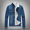 Herren Polos Winter Trendy Blue Lamm Daunen Jeansjacke Koreanischer Stil Große Größe Slim Fleece Extra Shirt