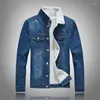 Polos pour hommes hiver tendance bleu agneau veste en jean style coréen grande taille mince polaire chemise supplémentaire