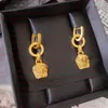 Fashion Designer Earrings V Letter Banshee Medusa Head 18K Gold Plated Womens VE10237T