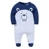 Barboteuses Honeyzone 2023 enfant en bas âge garçon vêtements bébé fille Sunsuit combishort manches longues CartoonAlpaca PrintStripe barboteuse pyjama Bebe pyjamas 231018