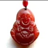 Halskette Antiker Buddha-Anhänger aus natürlicher roter Jade Halskette214y