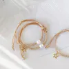 Link pulseiras natural de água doce pérola frisada pulseira para mulheres estilo boêmio cinco pontos estrela artesanal jóias acessórios