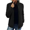 Damesjassen Herfst 2023 Fleece Dames Casual Opstaande Kraag Lange Mouw Zip Up Jas Kaki Zwart Groen Roze/Marineblauwe Jas