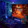 Tapestries Blacklight Tapestry Christmas Decoration Tapestries Merry Christmas Glow In The Dark Neon Party Decor Backdrops Wall Posters 231019