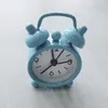 Table Clocks Mini Metal Small Alarm Clock Creative Blue Quartz Round Portable Desktop Decoration Home