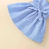 Girl Dresses Toddler Kids Girls Infant Sleeveless Lace Bowknot Stripe Prints Princess Dress Fall Blue Flower