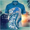 Camicie casual da uomo Camicia a fiori estiva Detroit Streetwear Blu Cartoon Lions Shirtmens Consegna drop