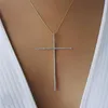 Klassische große Kreuz-Anhänger-Halskette für Frauen, Charm-Schmuck, kubischer Zirkon, CZ-Diamant, Kruzifix, christliche Ornamente, Zubehör 306K