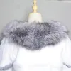 Kadınlar kürk sahte gerçek doğal tavşan ceket yaka büyük boyutlu cilt kadınlar kışlık ceket siyah kadın gündelik sonbahar 231018