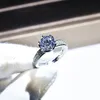 Bröllopsringar 100% Real 14 K White Gold Color Ring For Women Natural Anillos de Bizuteria 2 Carat Diamond Anillos Mujer Pave Seting smycken 231019