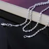 Всего 10 шт./лот, модные серебряные цепочки для ожерелья, 2 мм, ювелирные изделия 925 пробы, посеребренные, двойная цепочка с волнами воды, ожерелье 16 -30quo340c