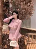 Рабочие платья 2023, весенний розовый женский костюм знаменитостей из 2 предметов, короткая куртка для милой девушки, пальто, комплекты с мини-юбкой, элегантная мода, наряды из 2 предметов