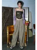 Spodnie damskie szerokokątne pasiaste, długie, luźne rzodkiewki modny kolorowy kolorowy talię Twill tkane chude retro