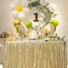 Tafelrok Gouden Pailletten Tafelrok voor Bruiloft Decoratie Kerstmis Halloween Verjaardag Bruidsfeest Babyshower Doop Tafelkleedbenodigdheden 231019