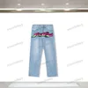 xinxinbuy Men women designer Denim jeans pant Toothbrush gradient embroidery jacquard Spring summer black blue XS-3XL246b