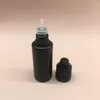 Bottiglie di stoccaggio 100 pezzi 5ML 10ML 15ML 30ML Flacone contagocce in plastica PE nero Fiale vuote per spremere liquidi con tappo a prova di bambino e punte fini