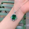 Pendentif Colliers SpringLady Trend 12 16mm Emerald Gemstone Collier Bague Femme De Luxe Fête De Mariage Fine Jewelrye Anniversaire Cadeau