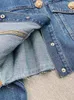 Kvinnors jackor mode franska s korta denimjacka kvinnor vintage långärmad diamantknapp kappa kvinnlig casual ytterkläder chic toppar damer