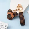 Fashion Neychain Cute Mouse Print Mönster hänge pu läder nyckelringar bil skolväska tillbehör Keyring Lanyard nyckelplånbok kedja repkedja