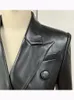 Women's Suits Blazers EXCELLENT QUALITY est Stylish Runway Designer Jacket Women's Slim Fitting Double Breasted Faux Leather Blazer 231019