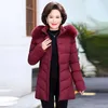 Women's Trench Coats Fashion Cotton-padded Womens Short Down Jacket Western-Style Mothers Hooded Coat With Large Fur Collar Warm Jacke