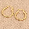 Hoop Earrings Vintage Metal Hand Engraved Pattern Classic Women's Gold Plated Hook Drop324O