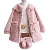 Coat Kids Girls Jacket Outwear 2023 Sweet Faux Fur Warm Plus Velvet Thicken Winter Woolen Outdoor Fleece Children's Clothes 231018