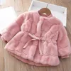 Jacken Mädchen Kunstpelz Jacke Kleinkind Herbst Modische Winter Säugling Kinder Fleece Kragen Mit Kapuze Warme Wollmäntel