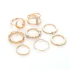 Cluster Rings 11pcs/Lot Crystal Gold Color Ring Set For Engagement Girls Jewelry Midi Finger Women Party Gifts 31064